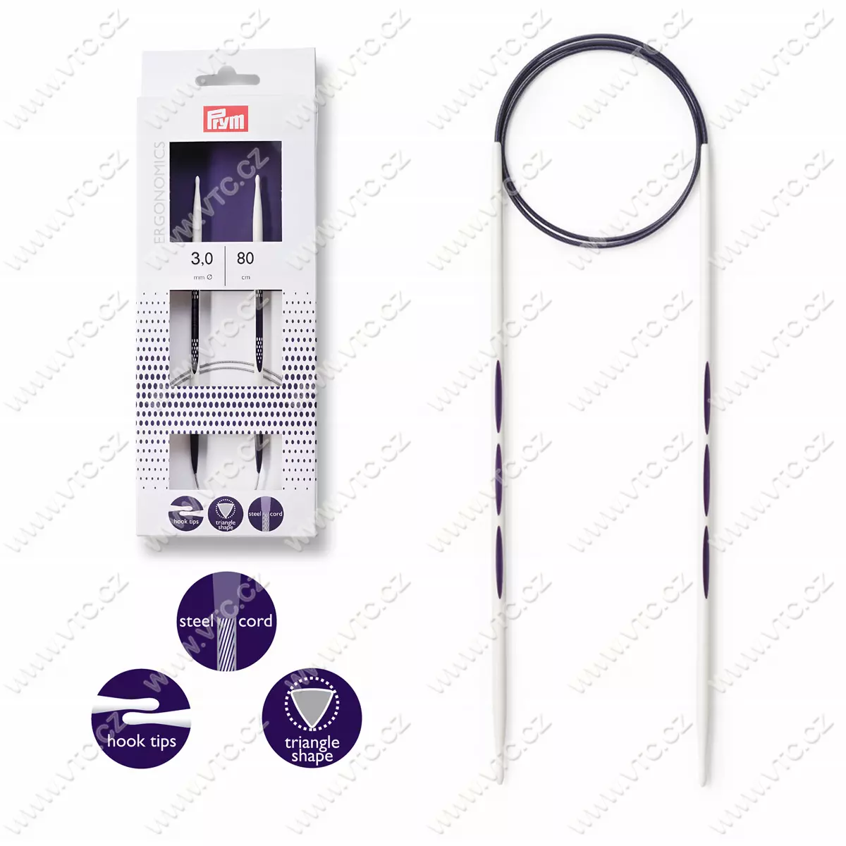 Jehlice pletací kruhové EP 9mm/80cm