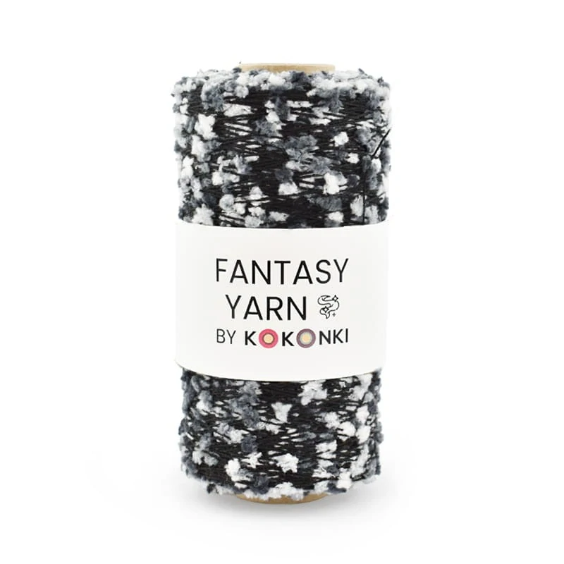 KOKONKI FANTASY YARN Bublinky – šedá-černá (cívka ~400 m)