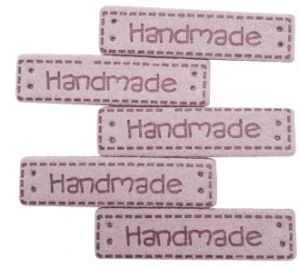 Štítek Hand made starorůžová kůže 003