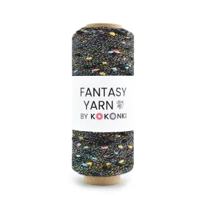 KOKONKI FANTASY YARN Tweed – černá (cívka ~400 m)