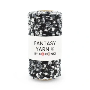 KOKONKI FANTASY YARN Bublinky – šedá-černá (cívka ~400 m)